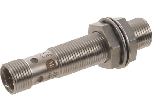 Allen-Bradley 871TM-N20NP18-D4, industrial sensor or proximeter with threaded metal body and electrical connector, used for precise measurements in automation systems.