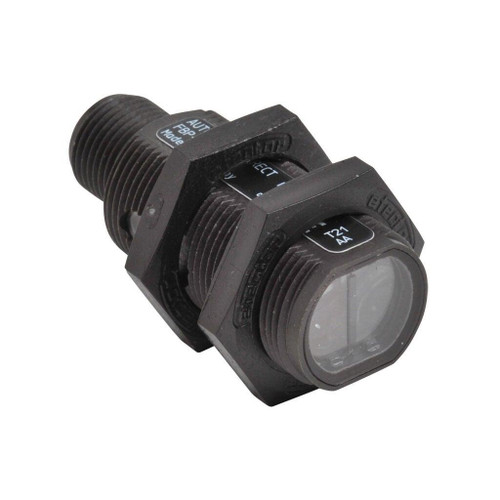 Automation Direct FBP-DP-0E, industrial photoelectric sensor with black cylindrical body and transparent face for detecting objects.