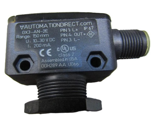 Automation Direct GX3-AN-2E, industrial sensor with cylindrical connector for automation and industrial applications.