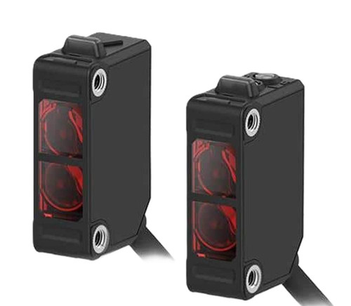 Autonics BJX30M-TDT, industrial safety light with dual red LED indicators and a black rectangular casing.