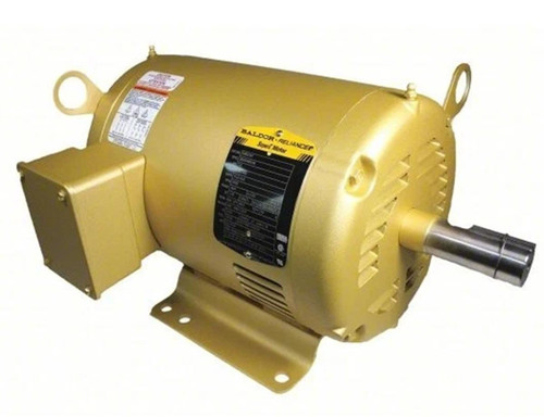 Baldor EM3219T, motor with a gold-colored body and metallic shaft.