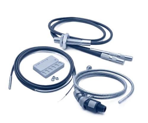 Autonics FU-VA01, industrial sensor and sensor accessories including cables and mounting components.