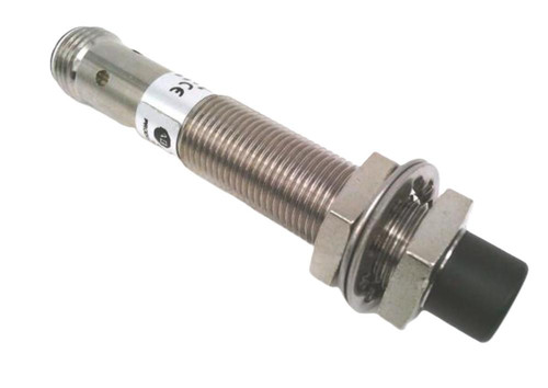 Allen-Bradley 872C-D4NP12-D4, industrial sensor with threaded metal body and black sensing tip for automation applications.