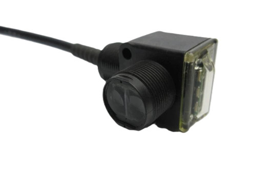 Allen-Bradley 42EF-RC674, industrial sensor with black cylindrical body and transparent protective cover.