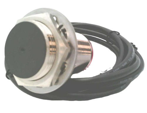 Allen-Bradley 872C-D10NE30-A2, industrial sensor with metal cylindrical body and attached black cable for automation systems.