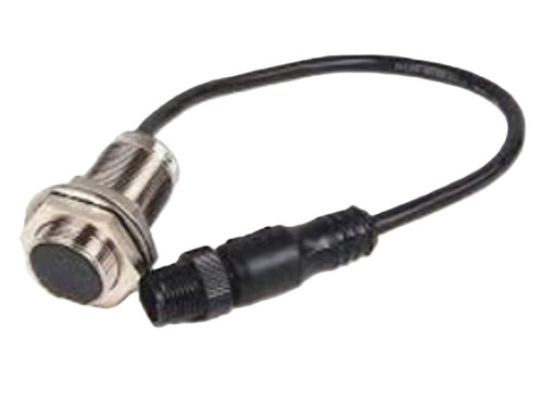Allen-Bradley 872C-MH8BN18-E2, industrial sensor or connector with metal and black plastic body and attached cable