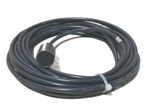 Allen-Bradley 872C-MH8BN18-E5, industrial sensor or transducer with a coiled cable and metallic sensing tip for automation and control systems.