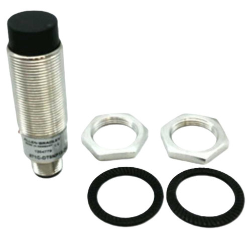 Allen-Bradley 871C-E2A12-16, industrial sensor and mounting accessories, including mounting nuts and washers.