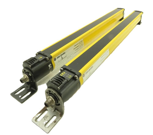 Allen-Bradley 440L-P4J0640YD, industrial electrical component with yellow and black body, sturdy mounting brackets, and electronic display panel.