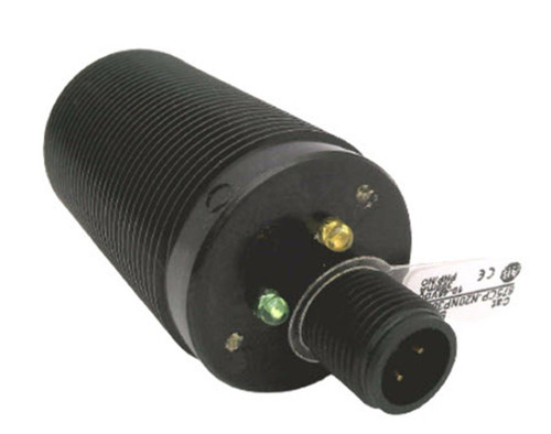 Allen-Bradley, industrial automation sensor with black cylindrical body and multiple electrical connectors.