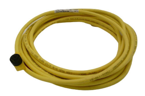 Allen-Bradley, yellow flexible industrial cable coiled for electrical connection or automation equipment.