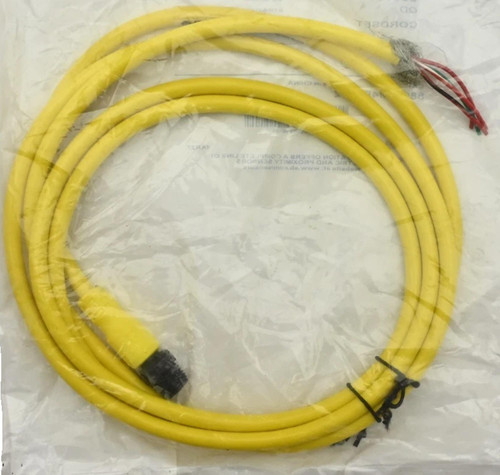 Allen-Bradley electrical cable, yellow industrial wiring with connectors.