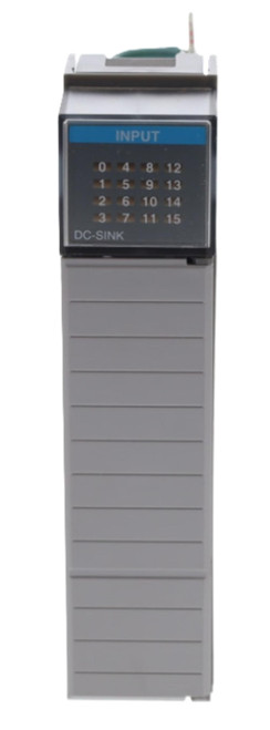 Allen-Bradley input module, industrial control panel with display and input ports.