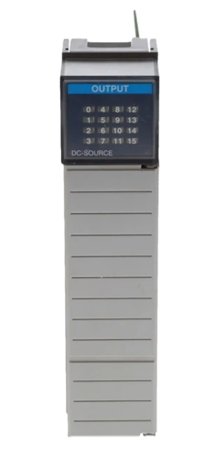 Allen-Bradley, industrial automation controller device with a digital display and multiple connection points.