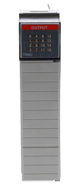 Allen-Bradley, industrial automation output control device with a digital display and keypad for process management.
