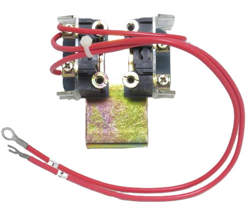 Allen-Bradley electrical component, industrial relay with red wires and metal terminals.