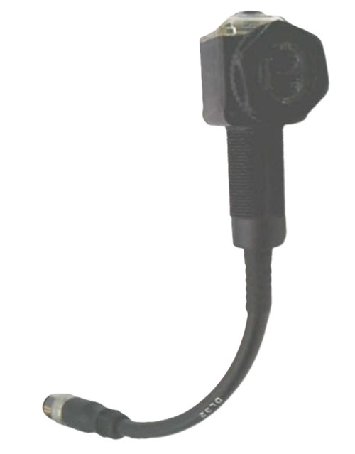 Allen-Bradley, industrial sensor with black connector and flexible cable for automation systems.