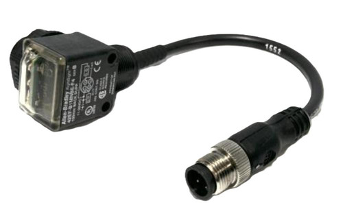 Allen-Bradley sensor, industrial sensor with connector cable for automation and control systems.