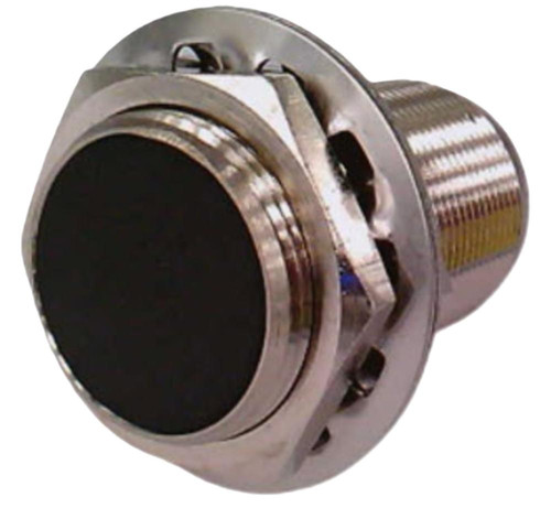 Allen-Bradley sensor, industrial automation sensor with metallic cylindrical body and black sensing face.