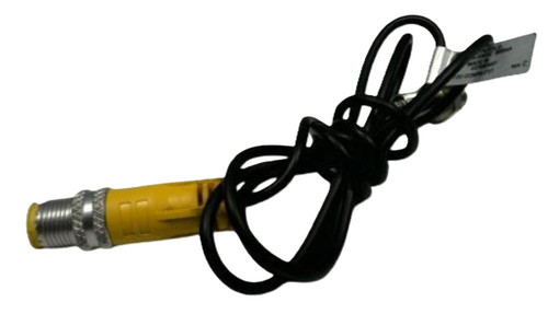 Allen-Bradley sensor, industrial sensor with yellow plastic body and metal threaded connector for machinery and automation systems.