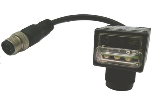 Allen-Bradley sensor, industrial electronic sensor with cable and connector for automation systems.