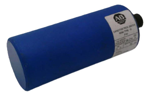 Allen-Bradley DM30NP34-D4, industrial solenoid valve actuator cylinder with blue body and black end cap.
