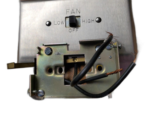 Johnson Controls S-7200-1, HVAC control panel with fan speed control switch and wiring.