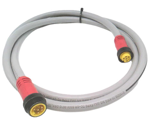 Allen-Bradley product, industrial electrical connector cable with red and yellow circular connectors.