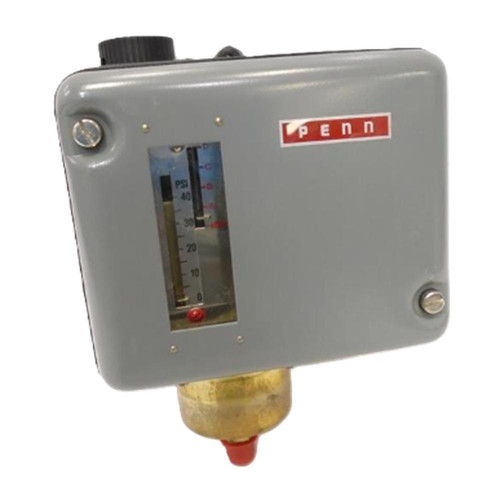 Johnson Controls P80ABA-30C, industrial pressure regulator with gauge and control mechanism.