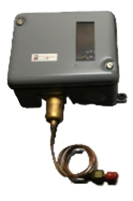 Johnson Controls P80ABA-6C, industrial control device with a gray rectangular enclosure and a wiring connection.