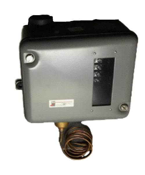 Johnson Controls P80ABA-6, industrial control device with a rectangular metal enclosure and copper coil, used for HVAC or building automation systems.