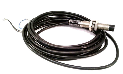 Allen-Bradley 871T-L4B12, industrial sensor or actuator cable with threaded sensor connector and multiple wires for electrical connection.