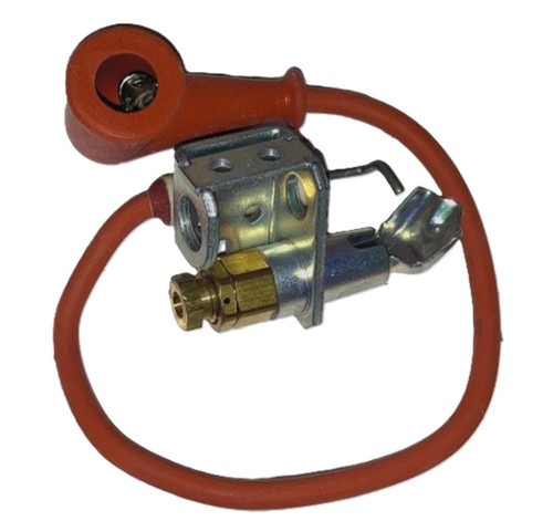 Johnson Controls J997EKW-7618C, industrial valve component with metal body, brass fittings, and orange tubing for HVAC or control systems.