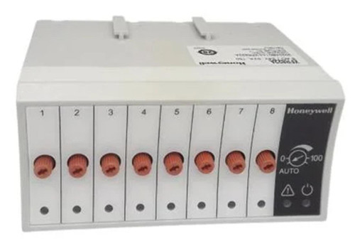 Honeywell XFR822A, electrical control relay module with multiple connection points and adjustable settings.