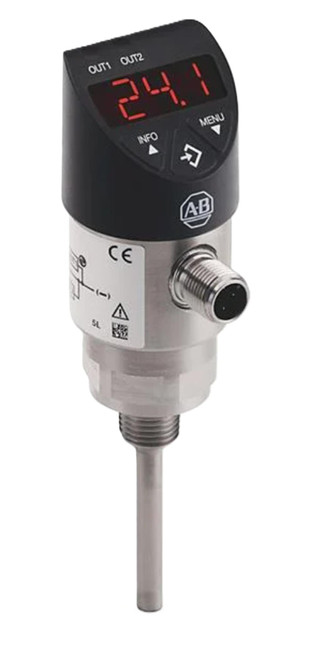 Allen-Bradley 837T-D3N12A50PP-D4 temperature transmitter, industrial sensor with digital display and multiple output connections.