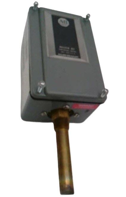 Allen-Bradley 837-V1JX331, industrial sensor or control device with a gray enclosure and a mounting probe.