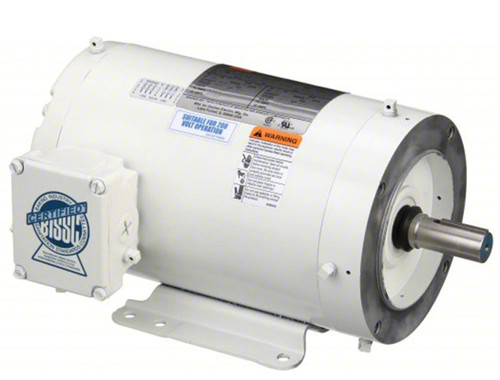 Dayton 1TRZ1, industrial AC induction motor with a white housing and metal shaft for motorized equipment.