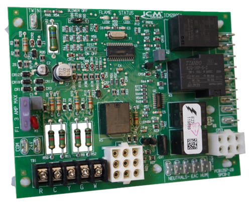 ICM Controls ICM2805A, circuit control board with various electronic components and connectors.