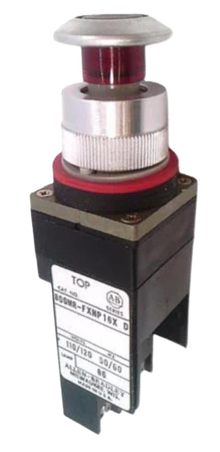 Allen-Bradley 800MR-FXTQ24RAK, industrial safety relay with button control and warning light