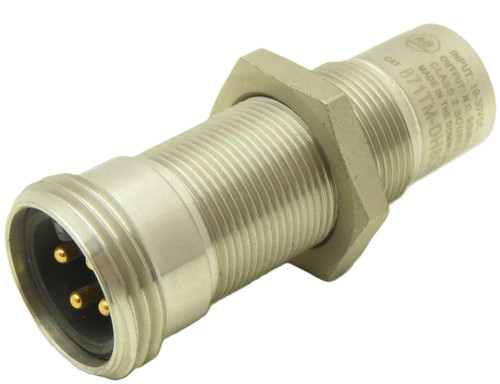 Allen-Bradley 871TM-DH8CP18-N4, industrial sensor with circular metal connector and multiple pins.