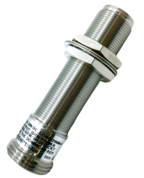 Allen-Bradley 871TM-D5NP18-N4, industrial sensor or transducer with metal threaded body for mounting in automation or control systems.