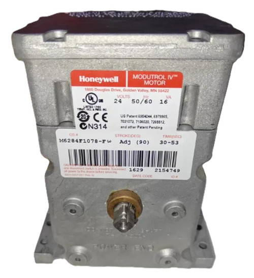 Honeywell M6284F1078-F, industrial motor with metallic housing and a barcode label.