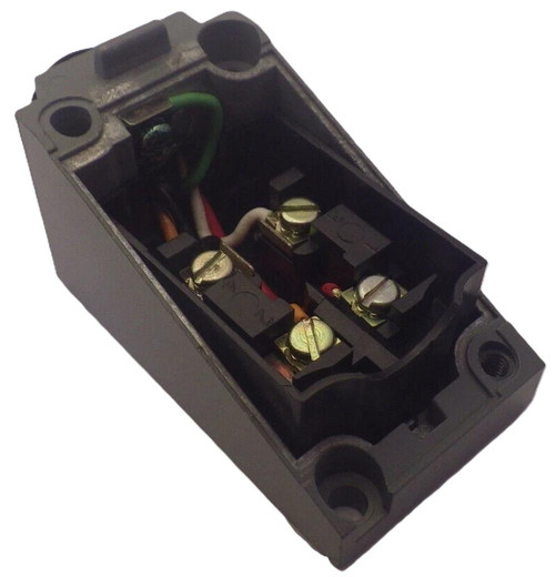Allen-Bradley 802T-X7J1, industrial electrical terminal block, internal view showing wiring connections and screw terminals.