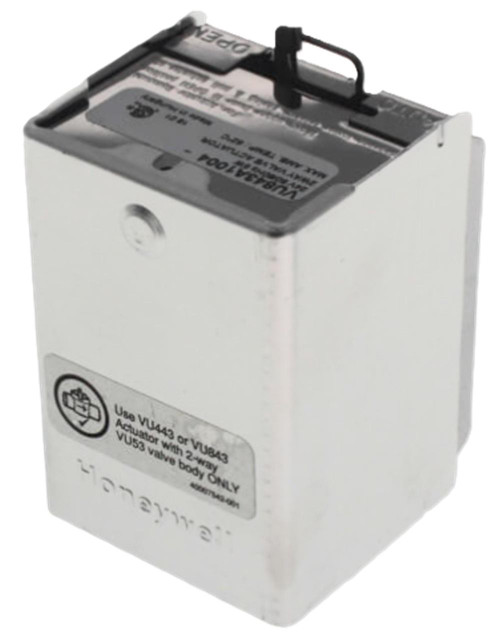 Honeywell VU843A1004, electrical component with metal housing and label for use with VU443 actuators, high-quality industrial device