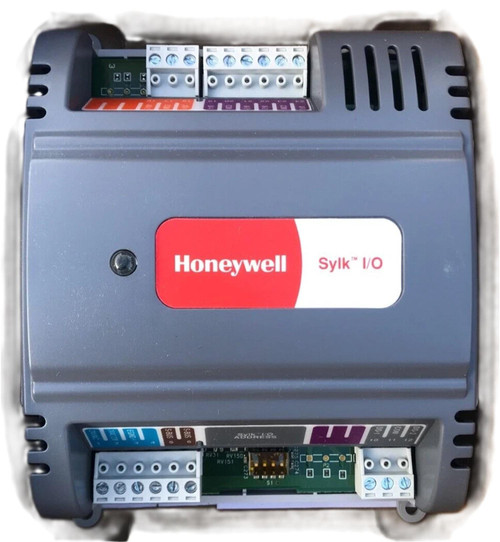 Honeywell SIO4022, industrial control module with a gray metal casing, red and white Honeywell logo, and multiple terminal connections for wiring.