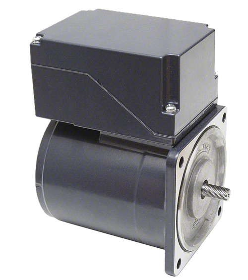 Dayton 23L383, industrial electric motor with a black rectangular control box and metallic cylindrical body with a small shaft