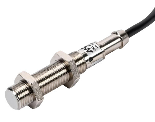 Automation Direct, industrial sensor with metallic body and attached cable for automation and industrial applications.