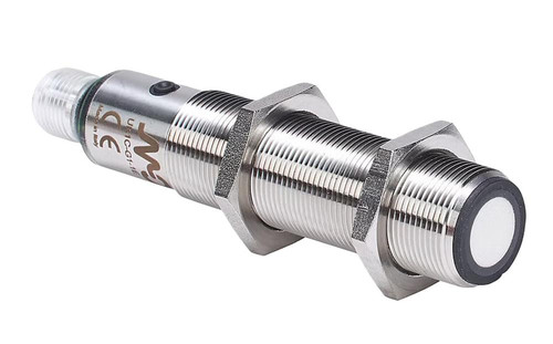 Product Automation Direct, industrial proximity sensor with metal threaded body and electronic components for automation applications.