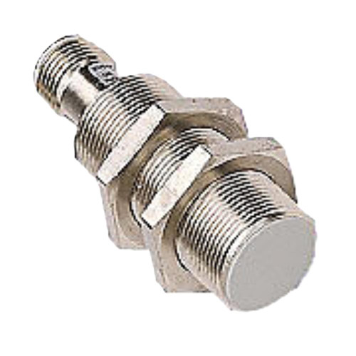 Automation Direct, industrial sensor with metallic threaded body and round sensing face for automation applications.