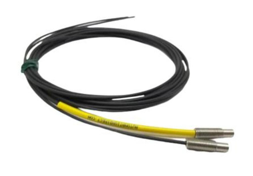 Automation Direct sensor, black and yellow sensor cable with metal connectors for industrial automation.